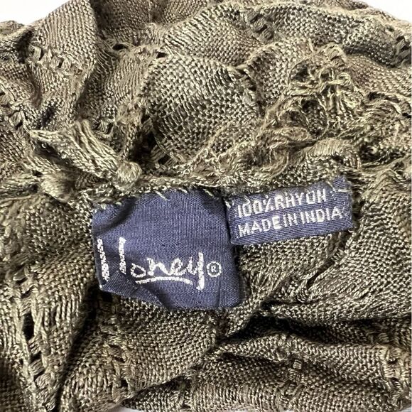 Olive Green Rayon scarf, with tassels, NWT - Picture 4 of 5